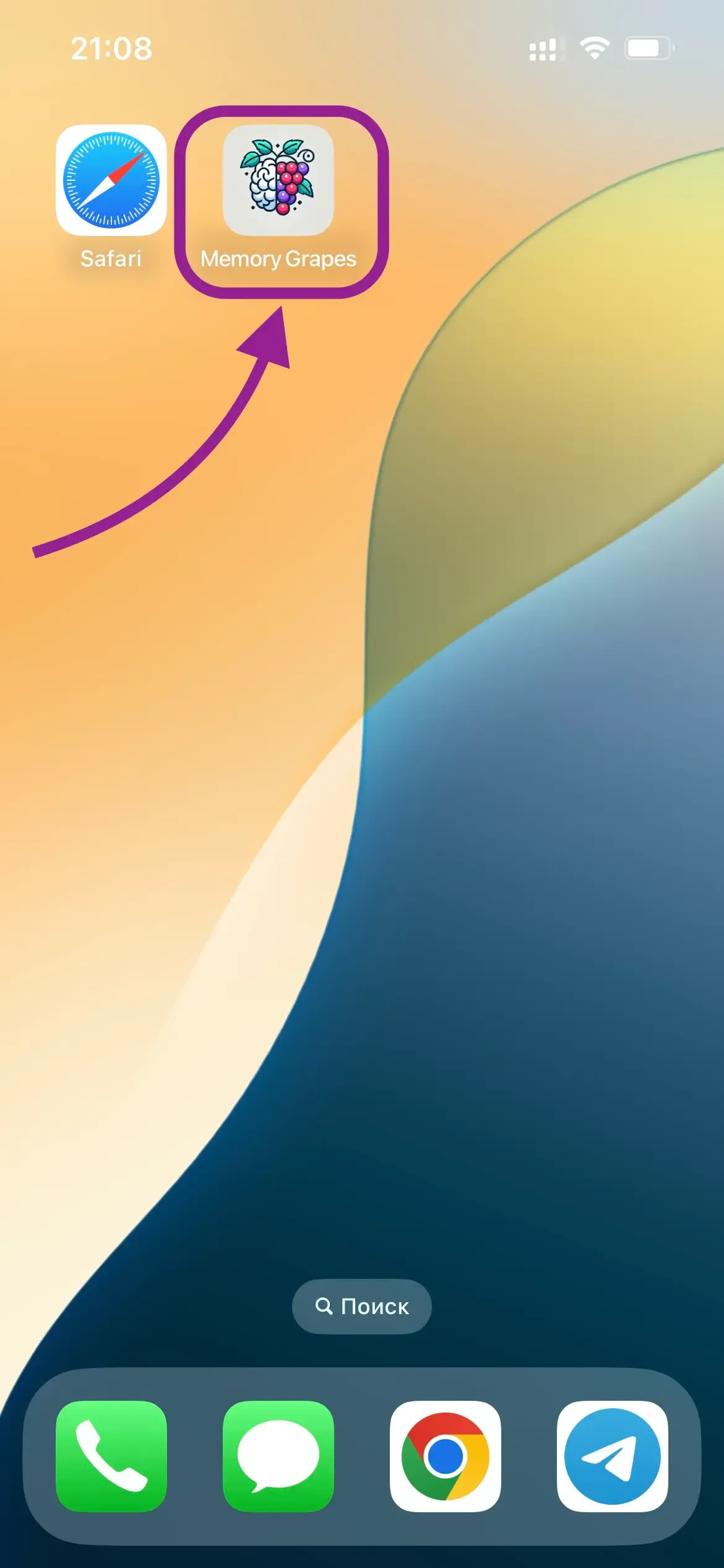 Screenshot showing the app icon on the home screen after successful installation